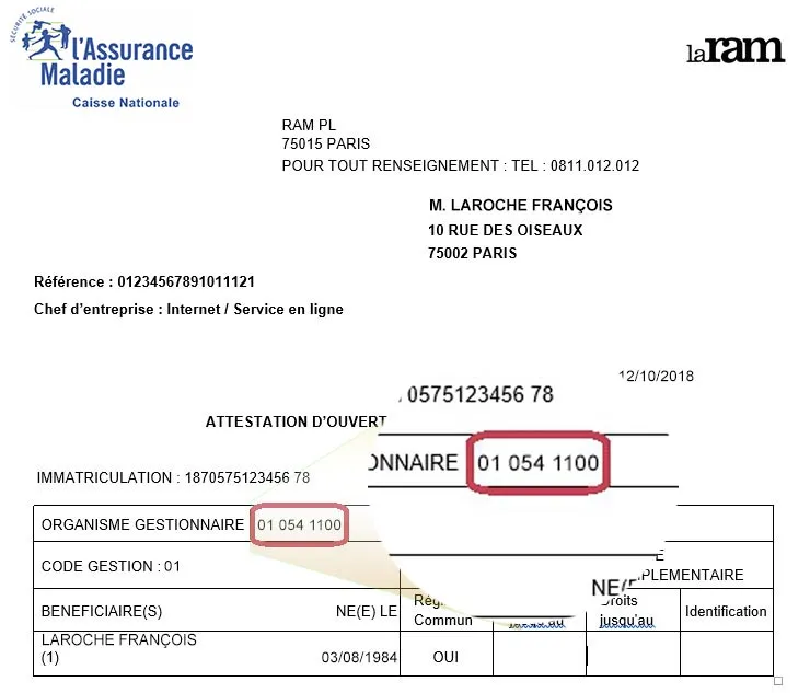 Code de l'organisme de rattachement